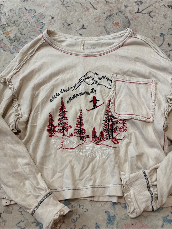 Pilcro Tops - Pilcro Après Long-Sleeve Ruffled Cotton Tee . From anthropology. Size Med.